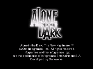 Alone In The Dark The New Nightmare title screen for Playstation